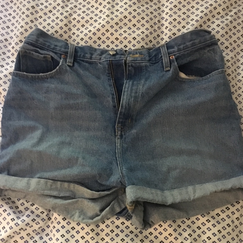 denim high rise shorts